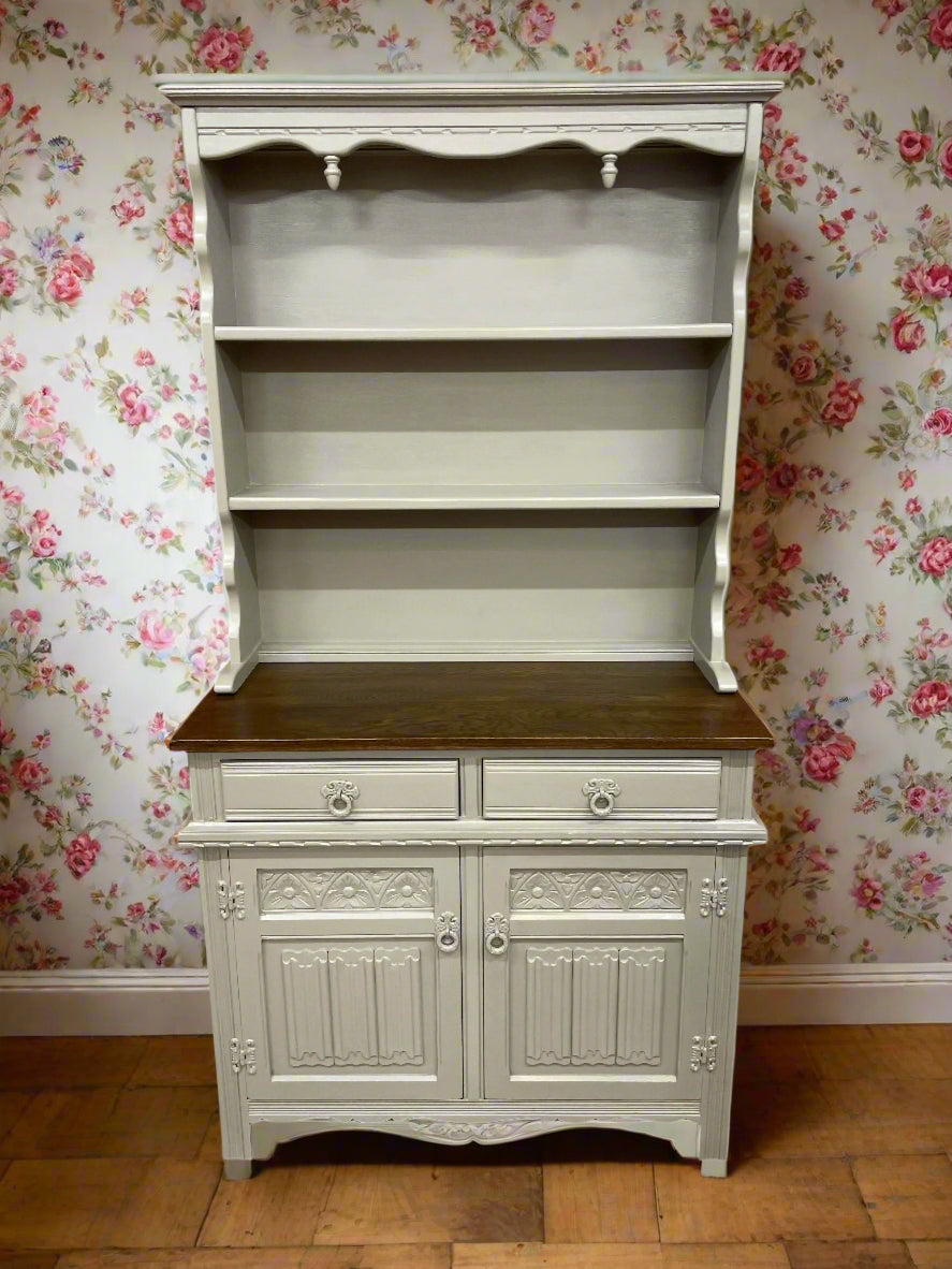 Hand Painted Upcycled Small Vintage Kitchen Welsh Dresser