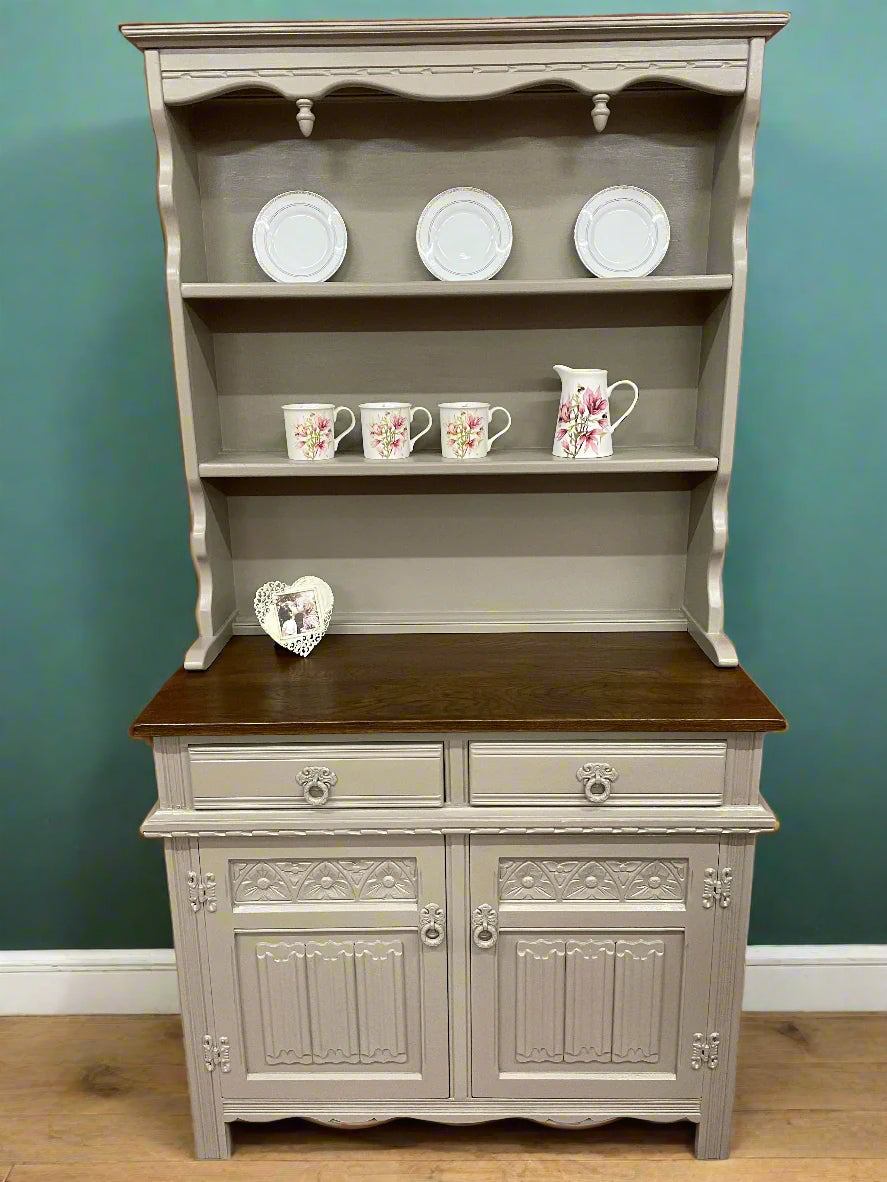 Hand Painted Upcycled Small Vintage Kitchen Welsh Dresser