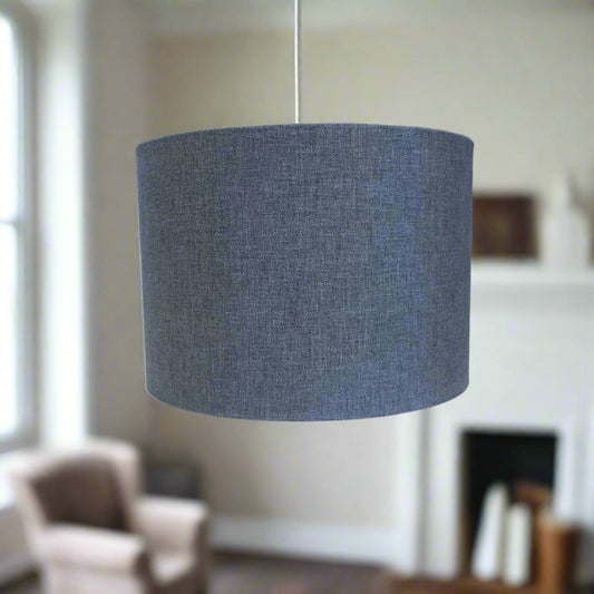Raspberry Leaf Interiors Handmade  Lampshade 30cm Drum Oslo Oxford Navy Blue