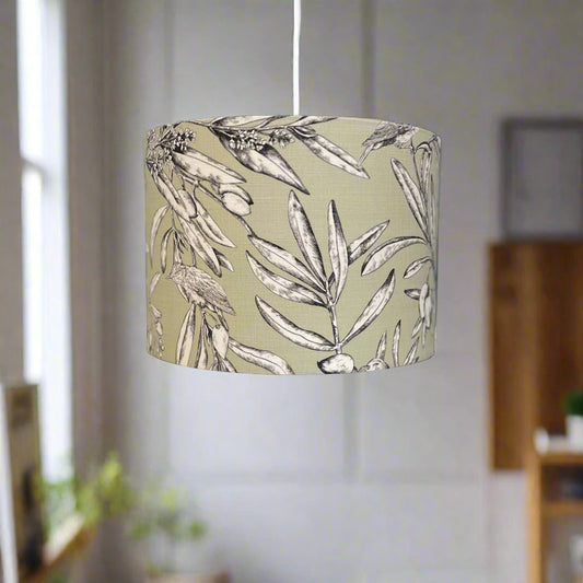 Raspberry Leaf Interiors Handmade Fabric Lampshade 30cm Drum Aviary Apple
