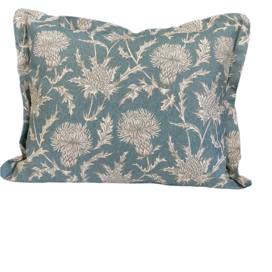 Carlina Teal, Scottish Thistle Cushion 15" x 19", 38cm x 48cm