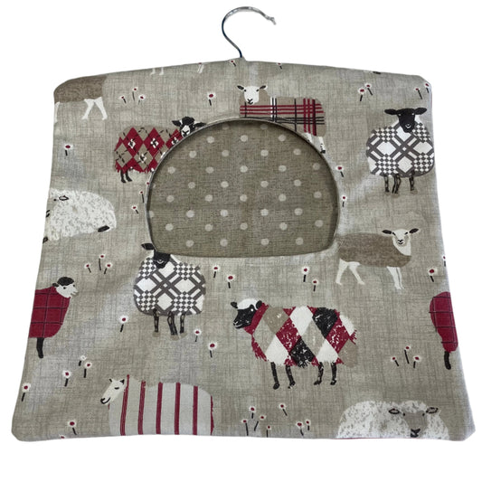 Handmade Vintage Style Clothes Peg Bag Sheep Design with Polka Dot Lining