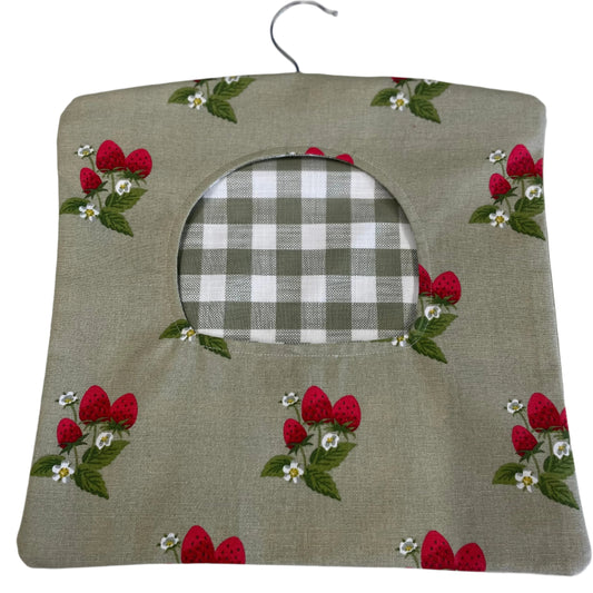 Handmade Clothes Peg Bag Vintage Strawberry and Gingham Design