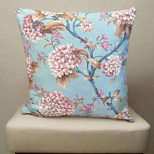 Raspberry Leaf Interiors 20",50cm Bouquet Sweet Pea Bluebell Square Floral Cushion
