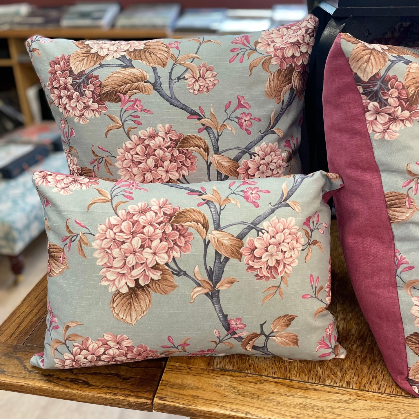 Raspberry Leaf Interiors 12 x 18 inch, 30 x 45cm Bouquet Sweet Pea Bluebell Floral Cushion