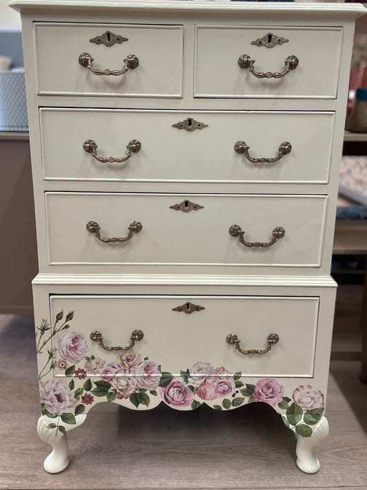 Upcycled Chest of Drawers with Floral Detail