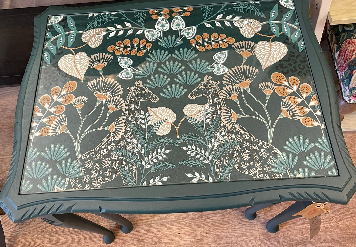 Upcycled Nest of Three Tables Dark Green
