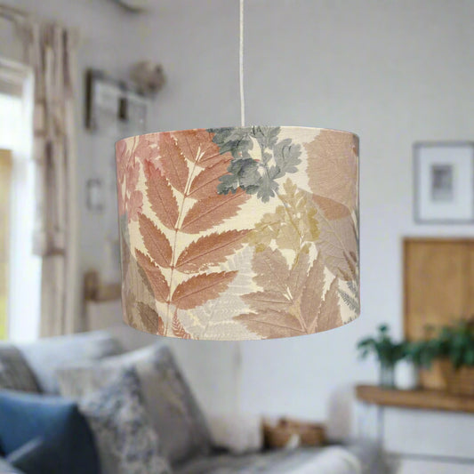 Raspberry Leaf Interiors Handmade Lampshade 30cm Drum Forest Clay