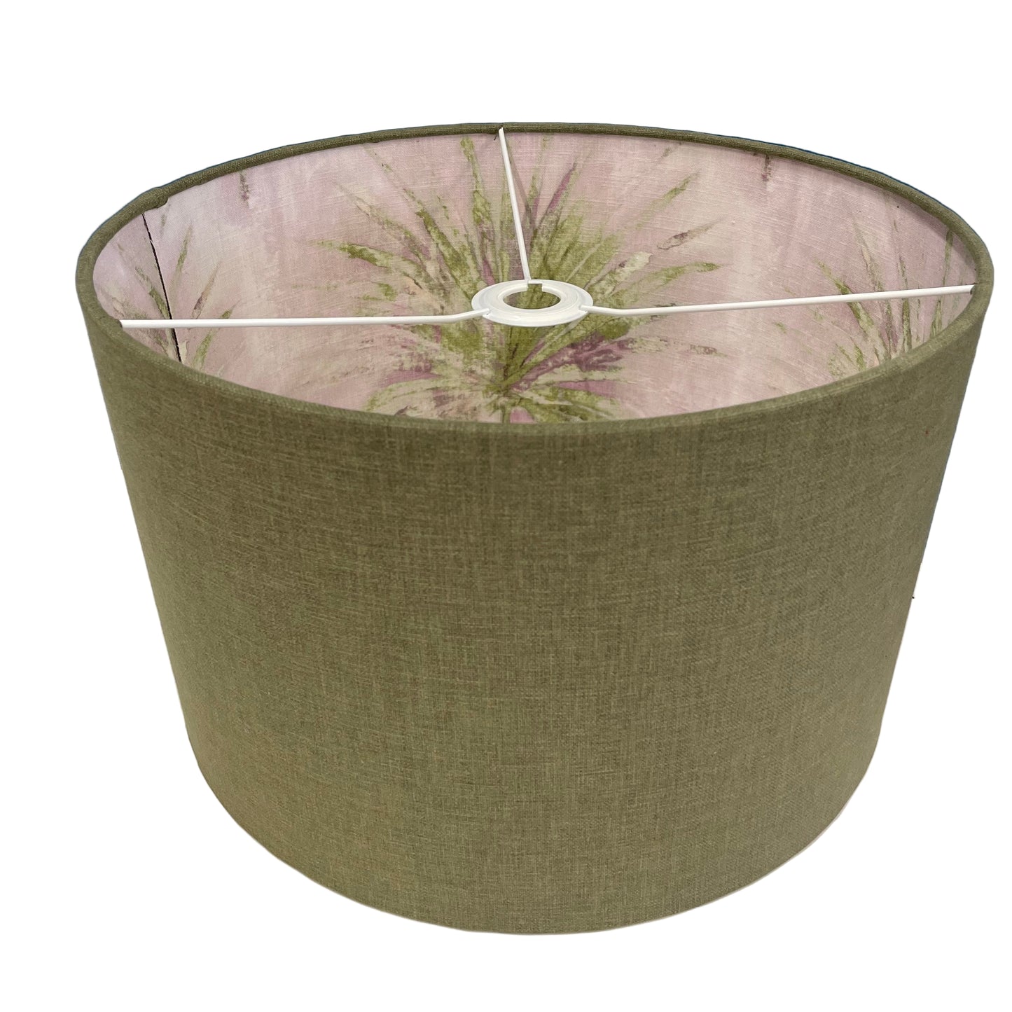 Raspberry Leaf Interiors Handmade  Lampshade 40cm Drum Double Sided Oslo Fern and Greenery Wisteria