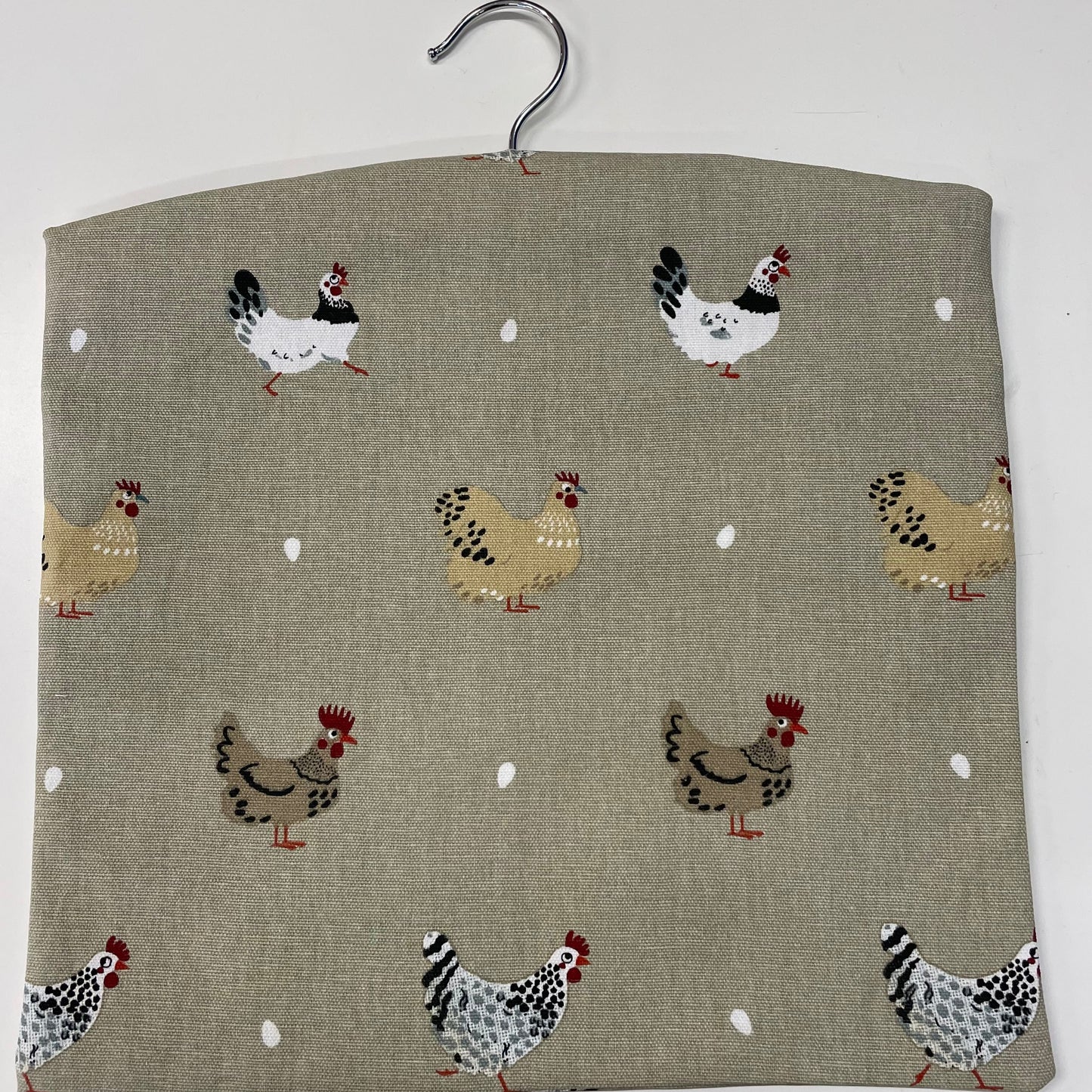 Raspberry Leaf Interiors Handmade Fabric Peg Bag Sophie Allport Chicken Lay a Little Egg