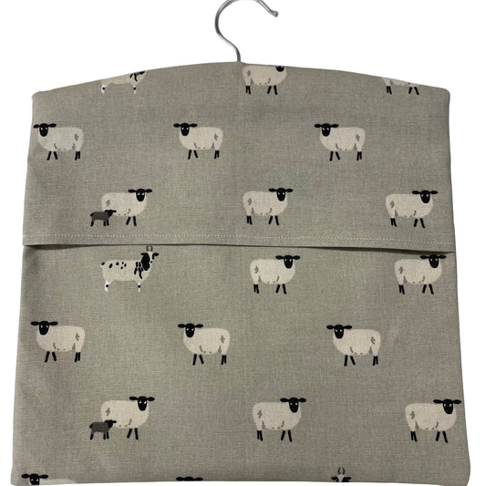 Raspberry Leaf Interiors Handmade Fabric Peg Bag  Sophie Allport Sheep