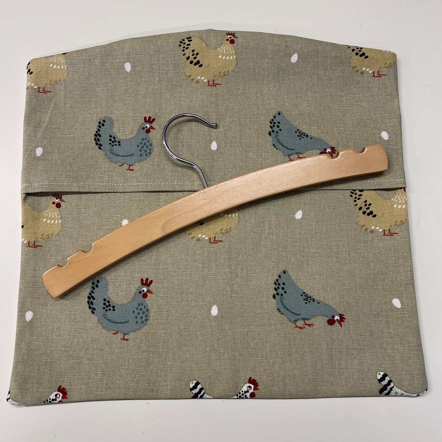 Raspberry Leaf Interiors Handmade Fabric Peg Bag Sophie Allport Chicken Lay a Little Egg