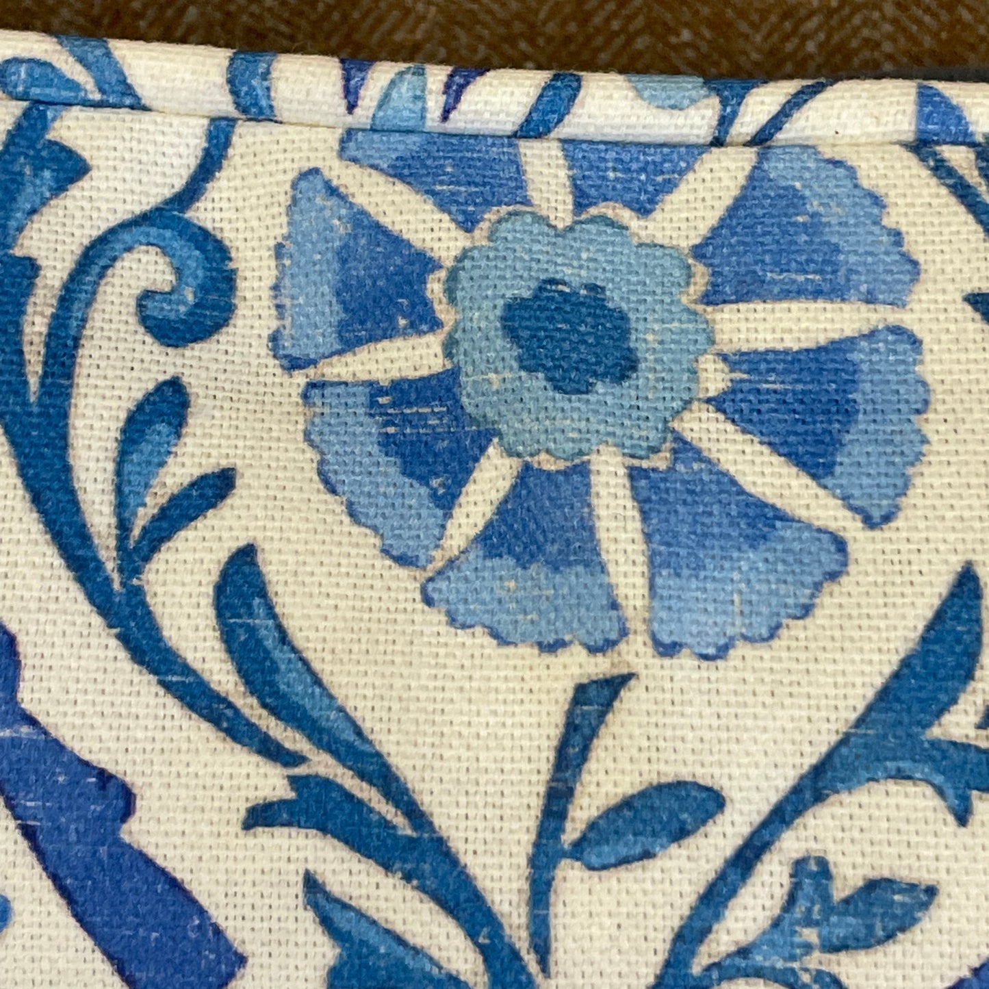 Raspberry Leaf Interiors Cushion Suhani Batik, 14" x 20", 35cm x 50cm, White and Blue Floral Print