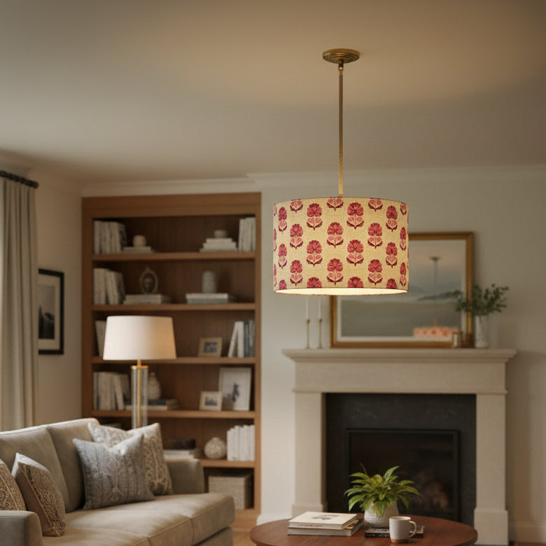 Raspberry Leaf Interiors Handmade Lampshade 30cm Drum Shani Carmine