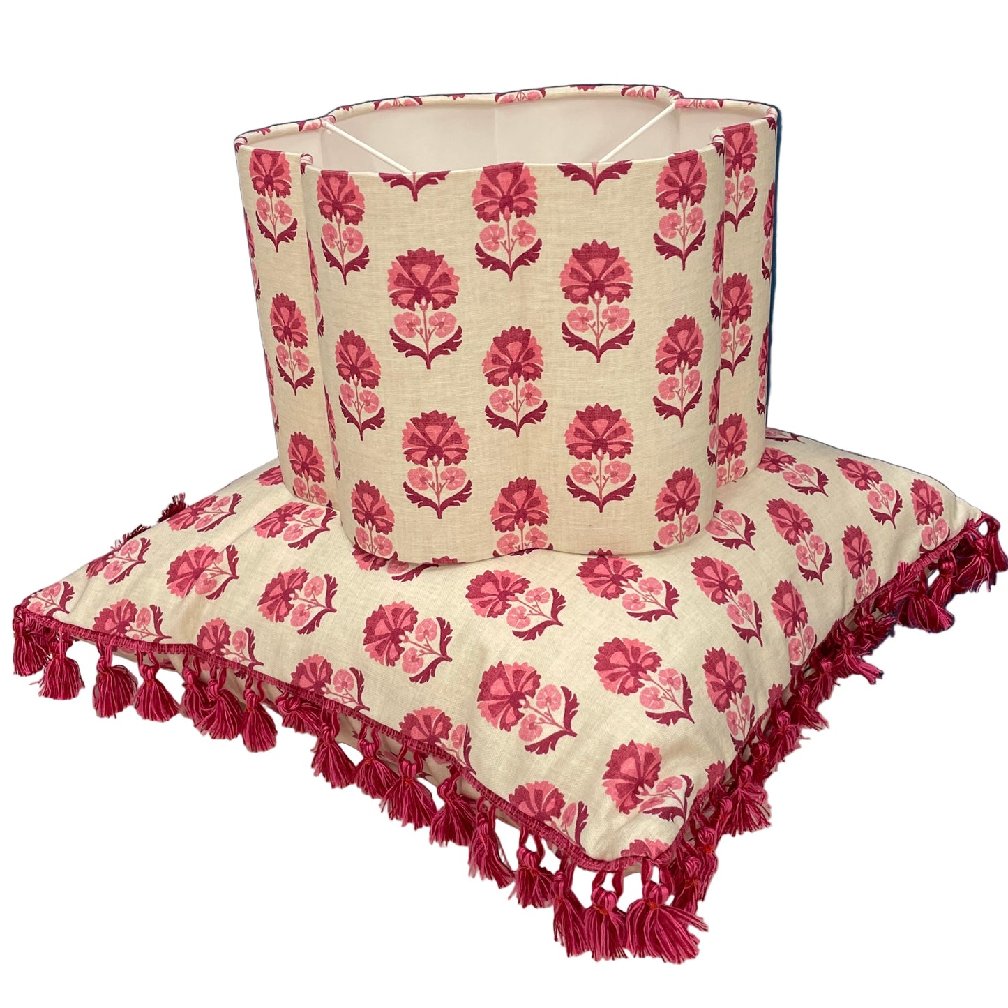 Raspberry Leaf Interiors Cushion Shani Carmine 19", 48cm Block Print