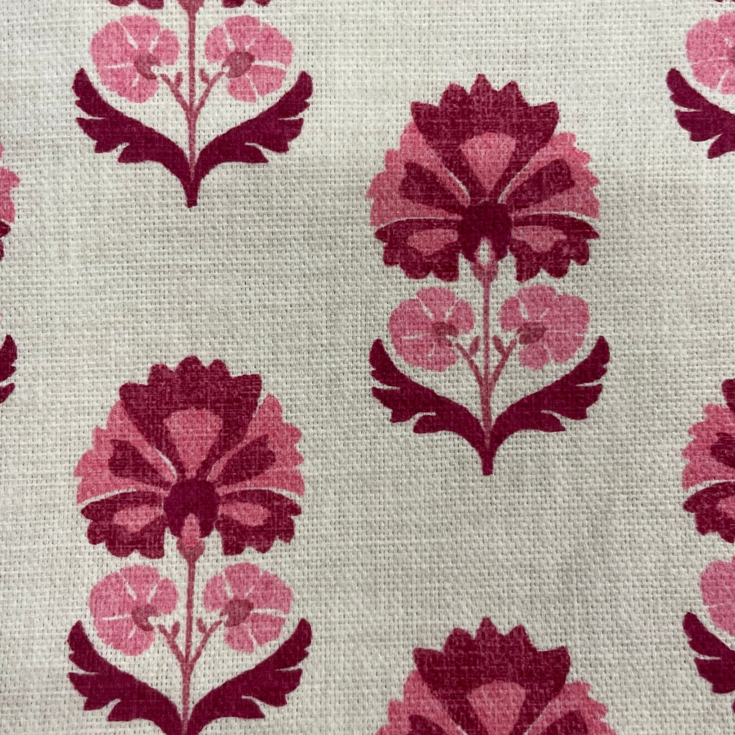 Raspberry Leaf Interiors Cushion Shani Carmine 19", 48cm Block Print