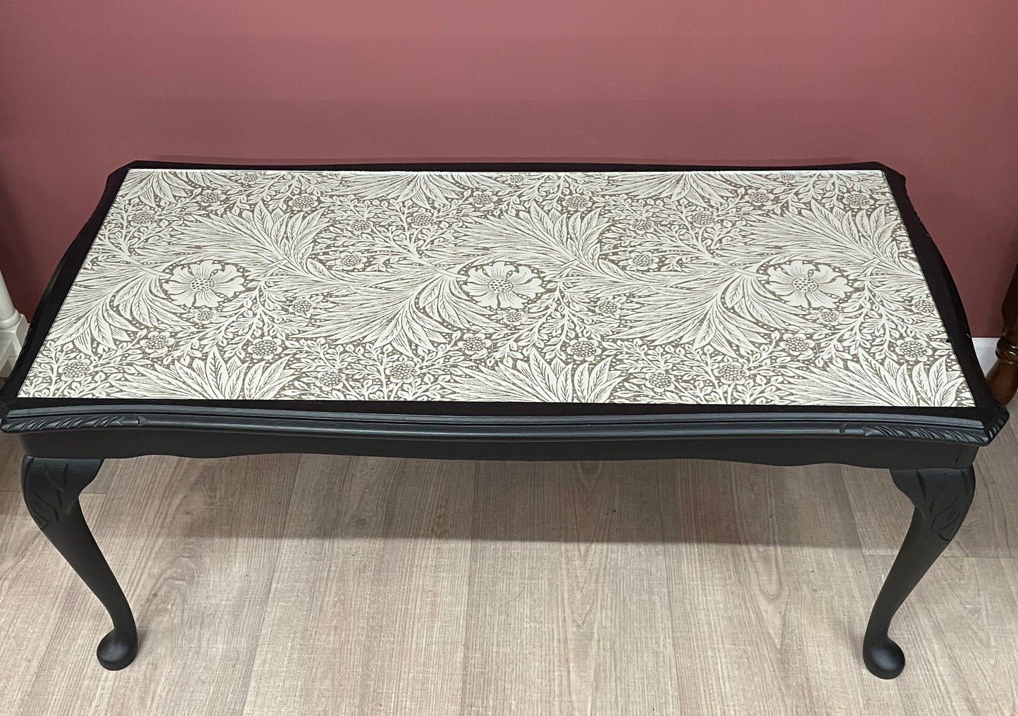 Black Upcycled Coffee Table with William Morris Paper