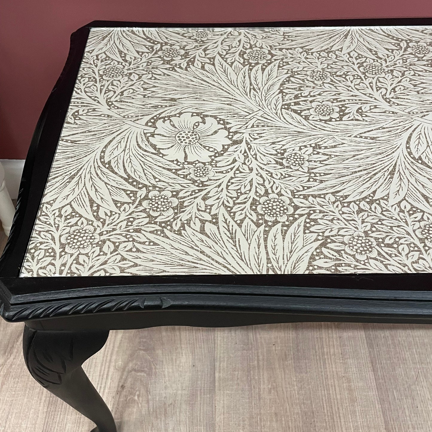 Black Upcycled Coffee Table with William Morris Paper