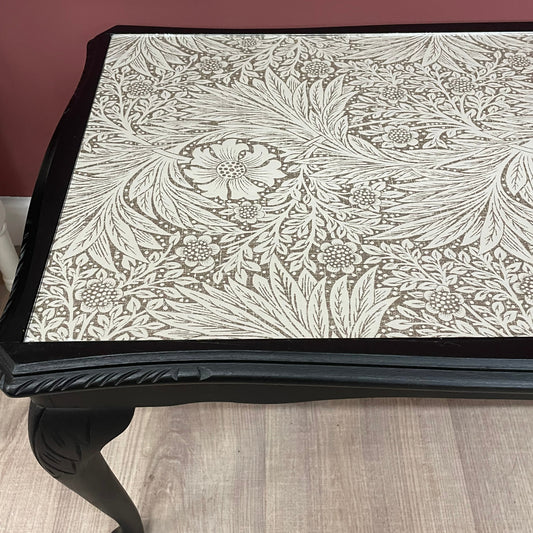 Black Upcycled Coffee Table with William Morris Paper