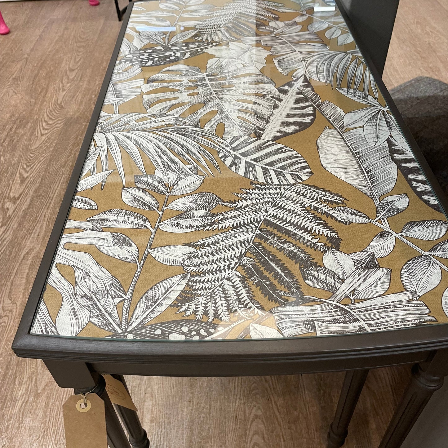 Upcycled Set of 3 Tables Brown and Gold