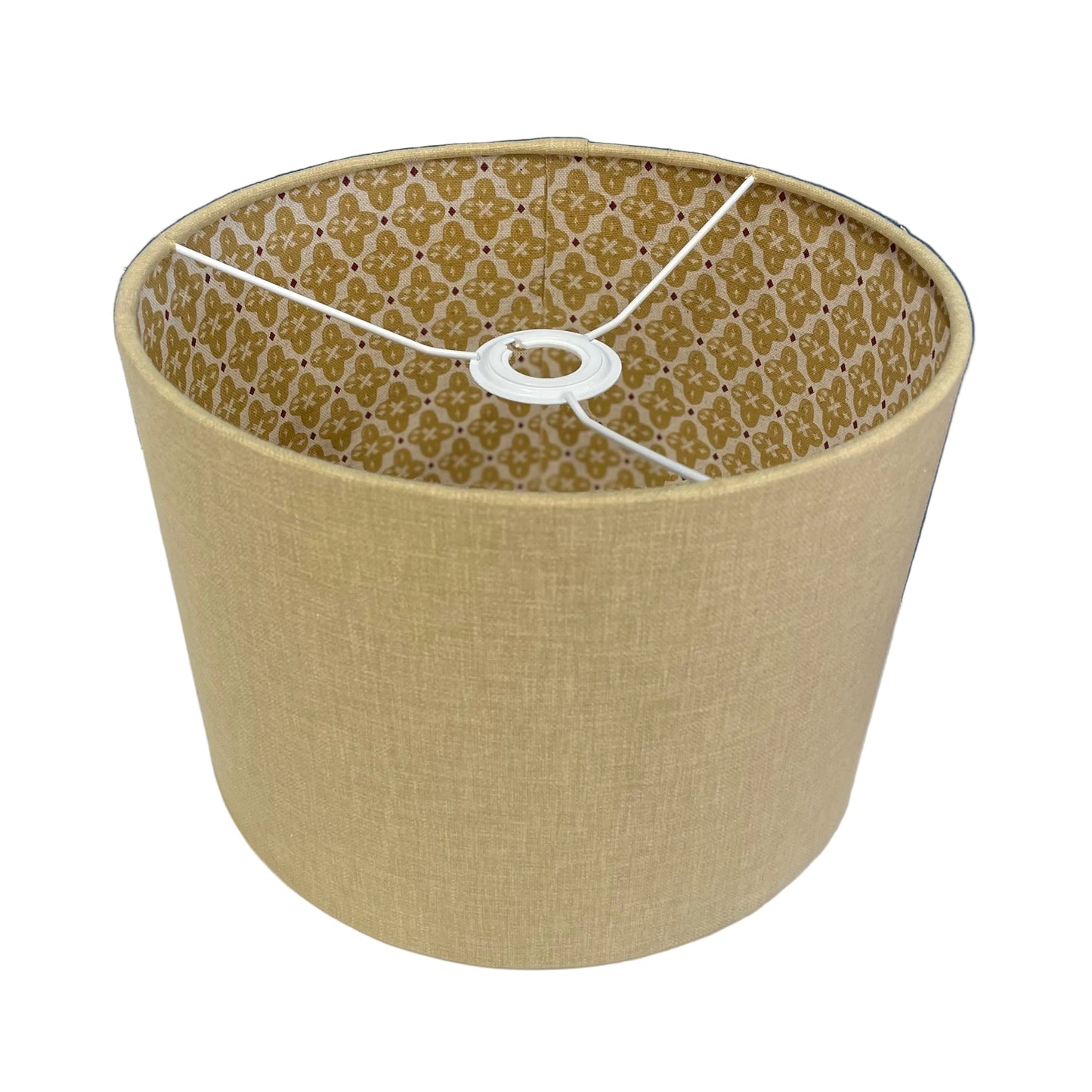 Raspberry Leaf Interiors Handmade Lampshade, 30cm Drum, Mustard Geometric Print