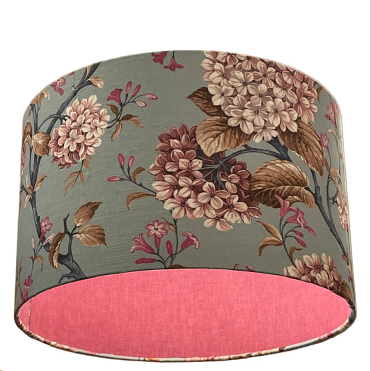 Raspberry Leaf Interiors Handmade Lampshade Bouquet Sweet Pea Bluebell 40cm Drum