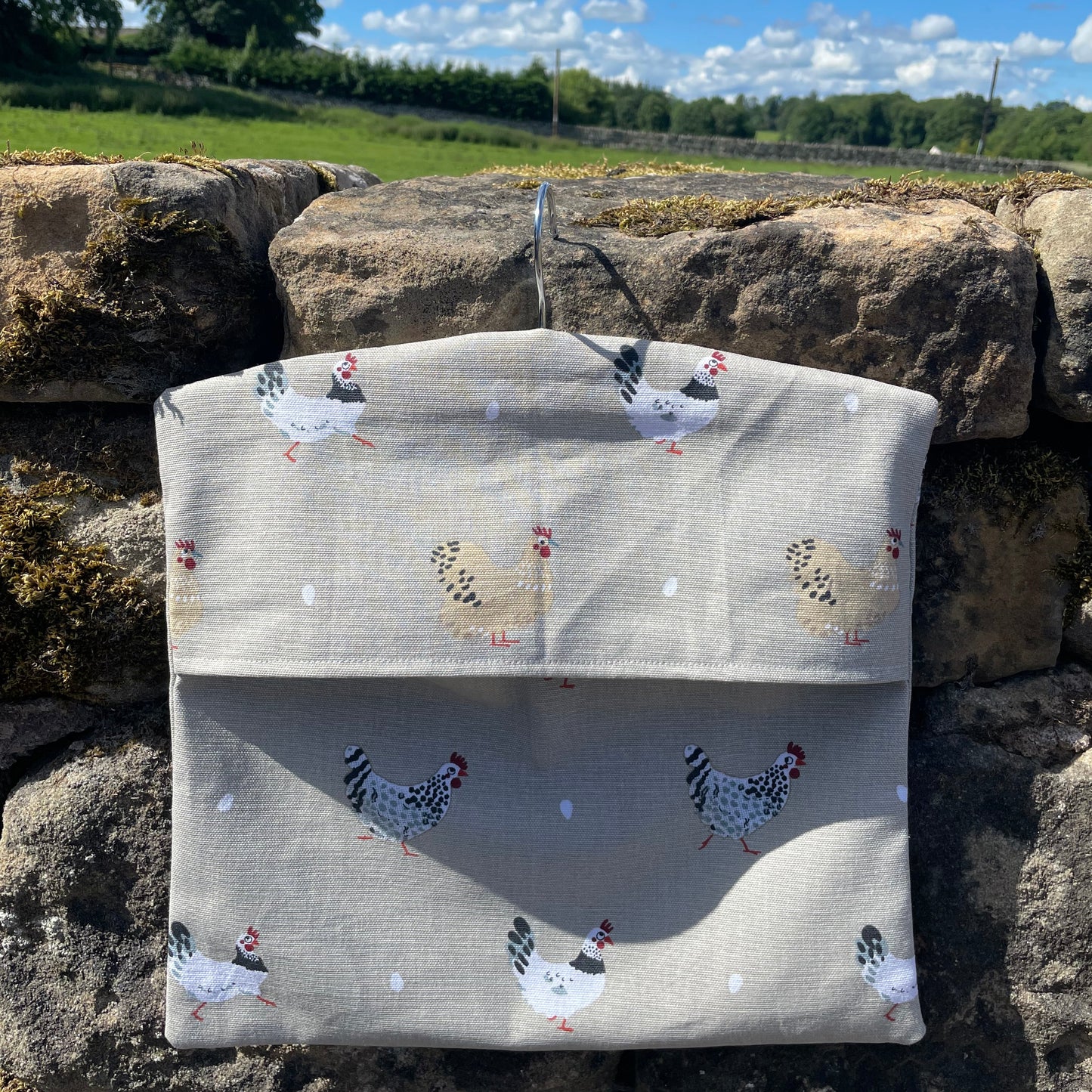 Raspberry Leaf Interiors Handmade Fabric Peg Bag  Sophie Allport Chicken