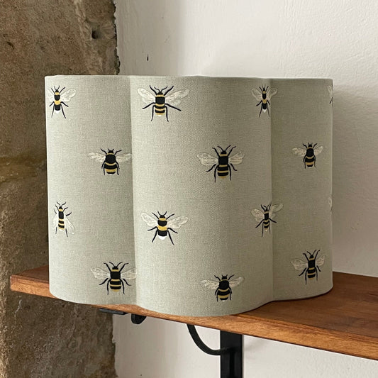 Handmade Scalloped Lampshade Sophie Allport Bees Fabric, 30cm