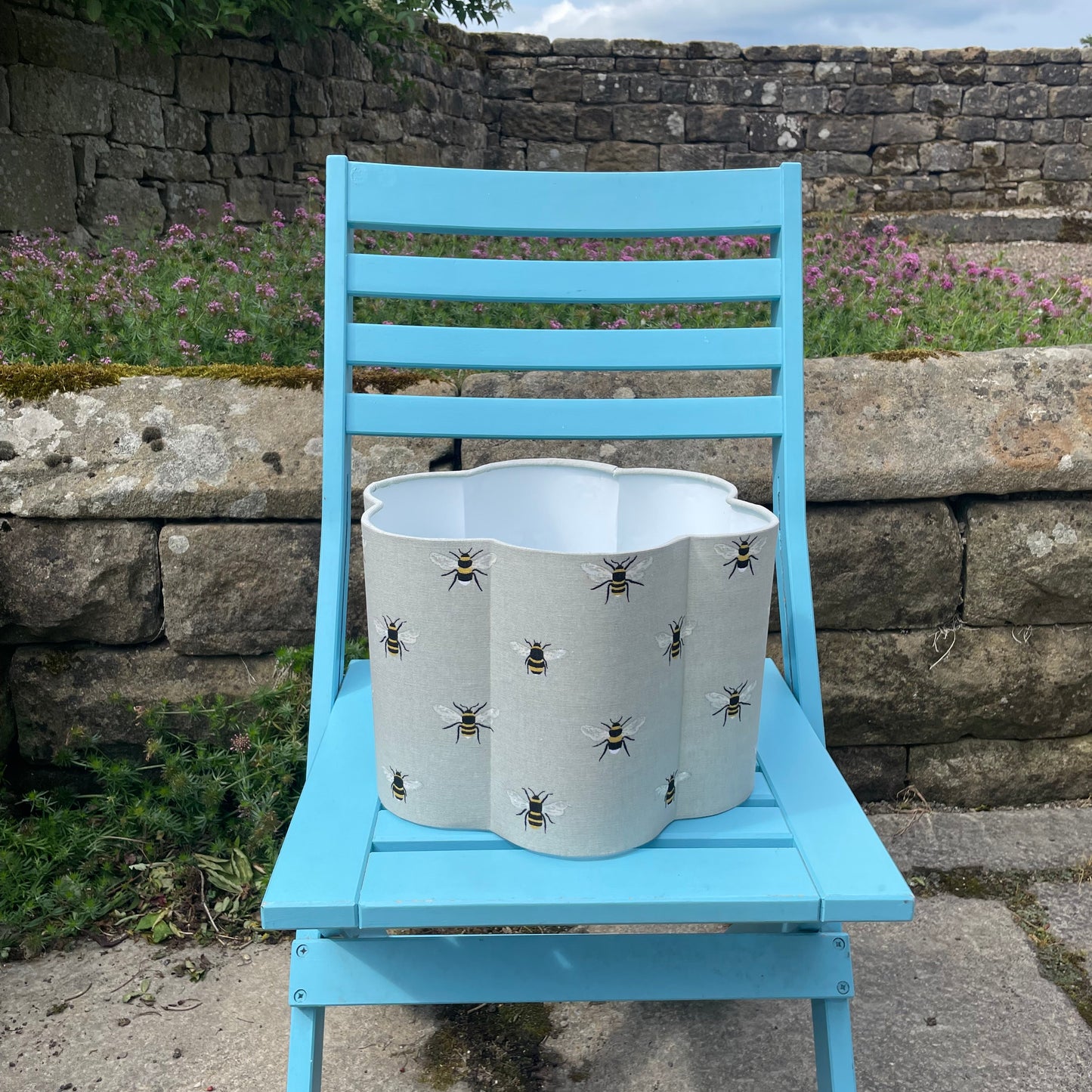 Handmade Scalloped Lampshade Sophie Allport Bees Fabric, 30cm