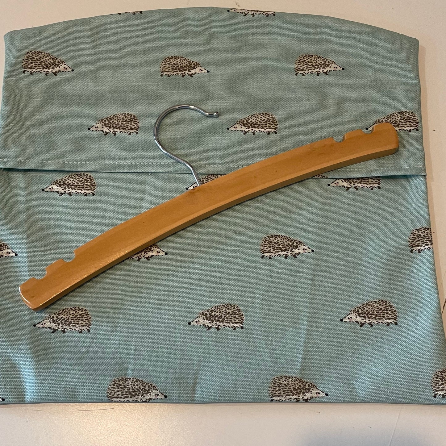 Raspberry Leaf Interiors Handmade Fabric Peg Bag Sophie Allport Hedgehog Blue