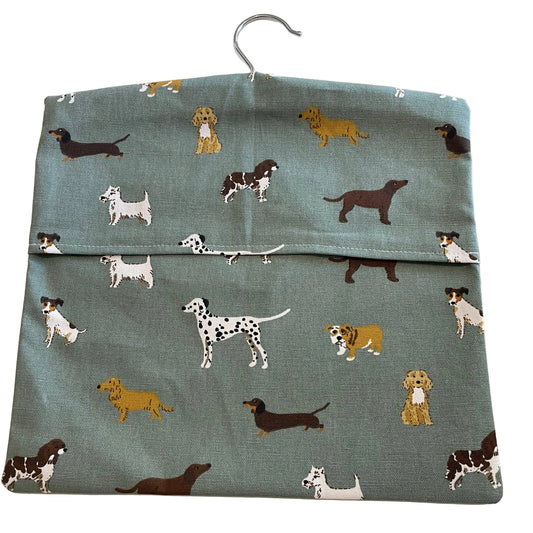 Raspberry Leaf Interiors Handmade Fabric Peg Bag  Sophie Allport Dogs Fetch