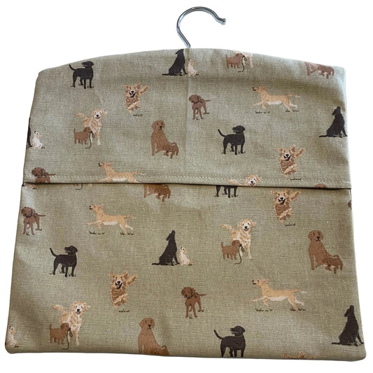 Raspberry Leaf Interiors Handmade Fabric Peg Bag Sophie Allport Labradors and Retrievers