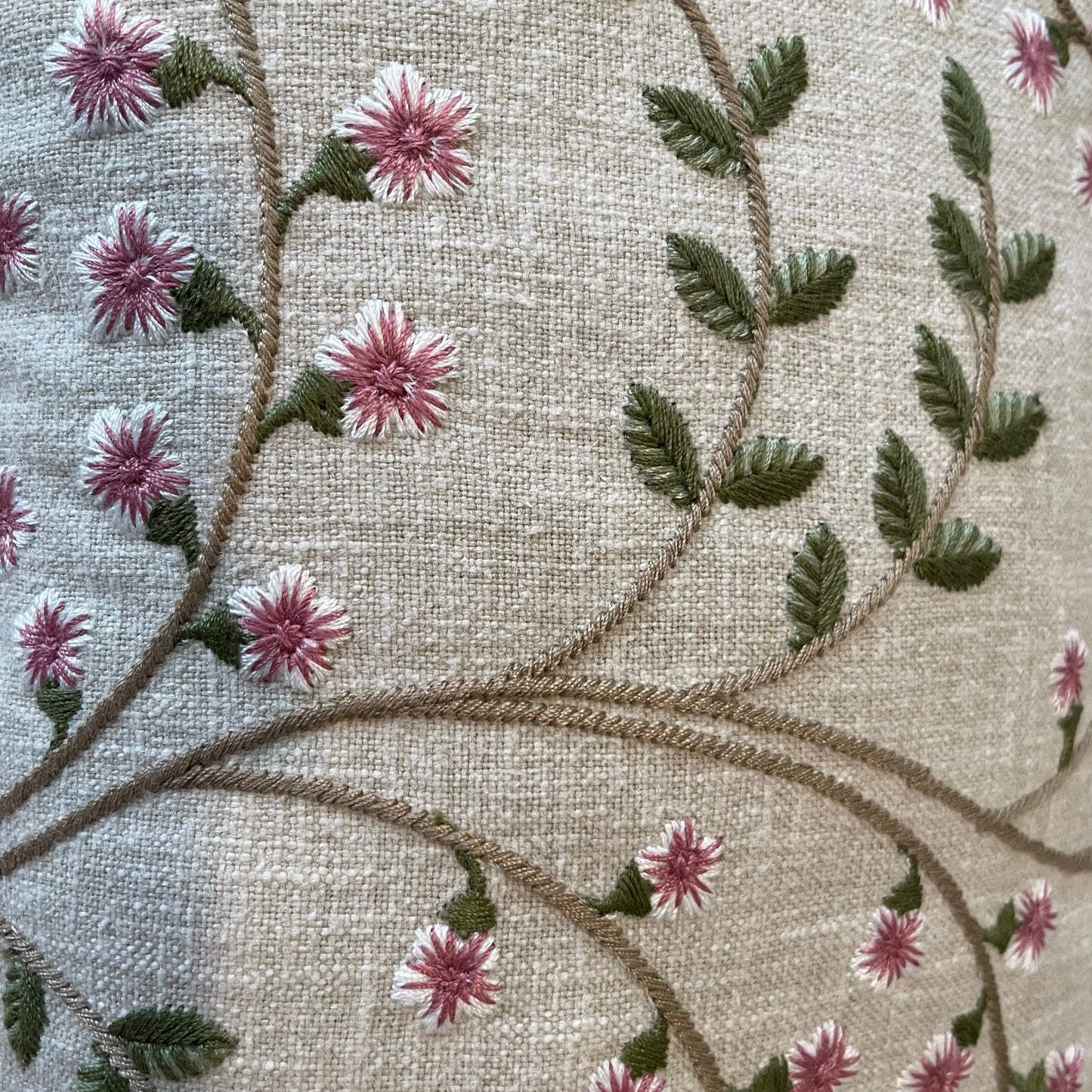 Raspberry Leaf Interiors Cushion Meadowvale Rosewood 12" x 18", 30cm x 45cm