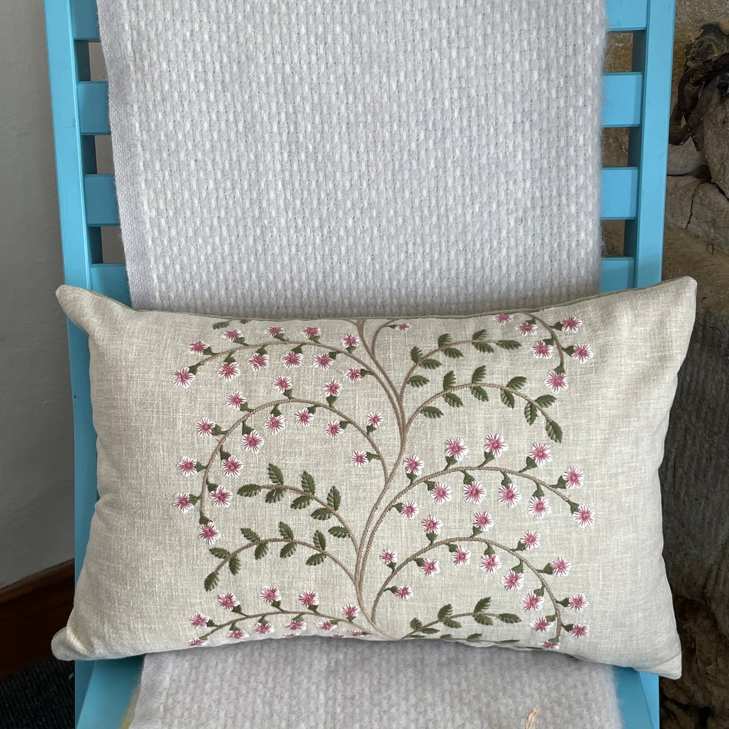 Raspberry Leaf Interiors Cushion Meadowvale Rosewood 12" x 18", 30cm x 45cm