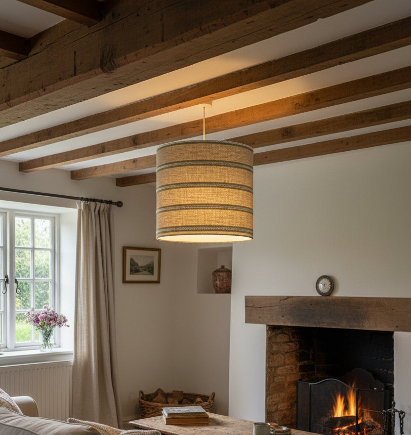Raspberry Leaf Interiors Handmade Lampshade, 20cm, Zennor Olive