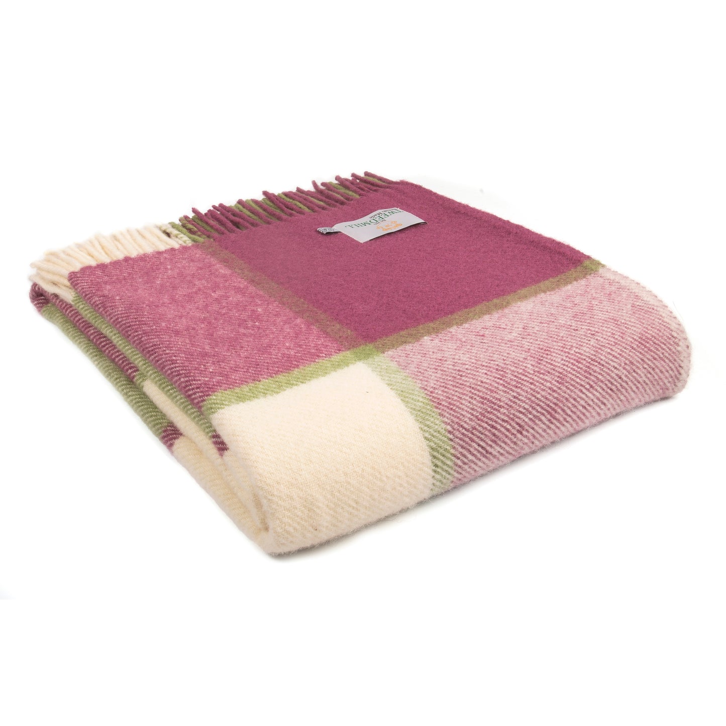 Tweedmill Block Check Raspberry Wool Throw Blanket