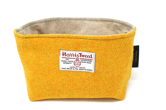Handmade Harris Tweed Linen Basket: Yellow