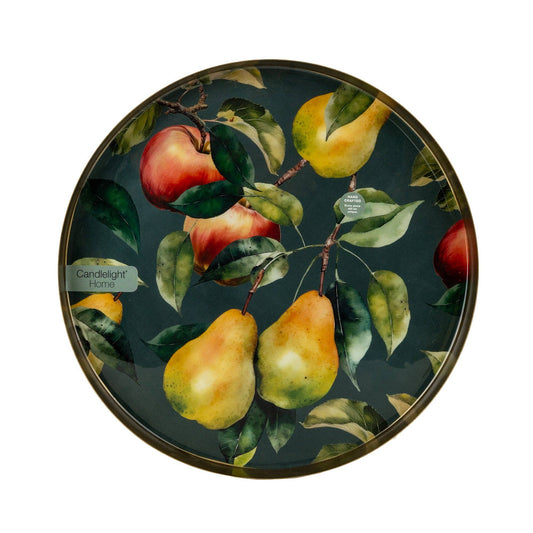 Large Round Tray – Apples & Pears