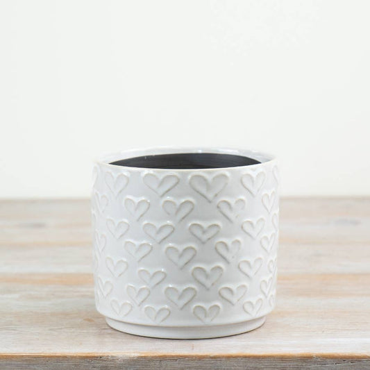 White Heart Planter, 14cm