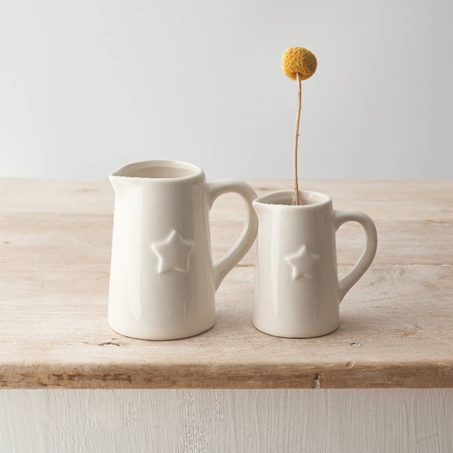Small Ceramic White Jug with Star