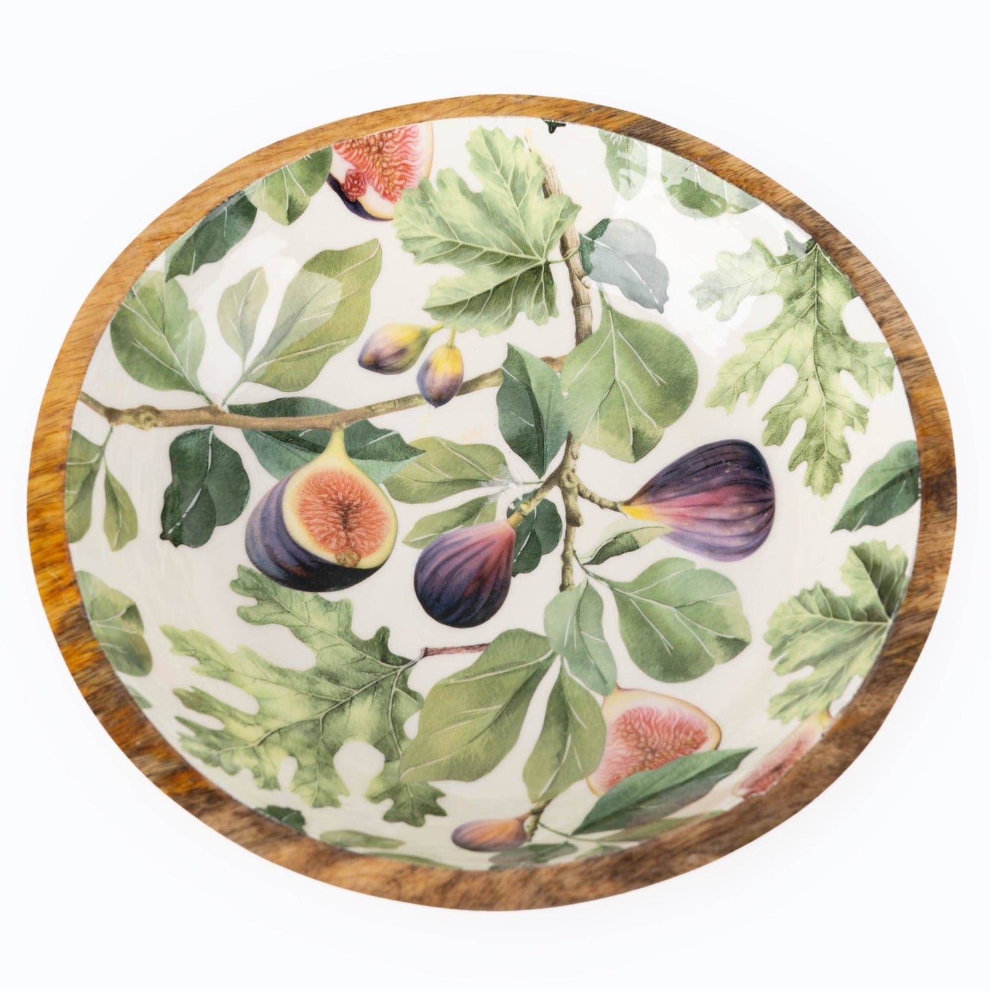 Large Mango Wood Bowl Figs Design