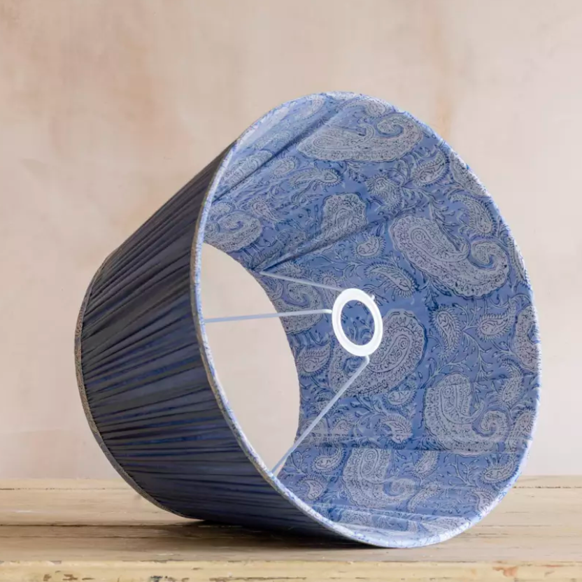 Cotton Pleated Lampshade Cornflower, 35cm