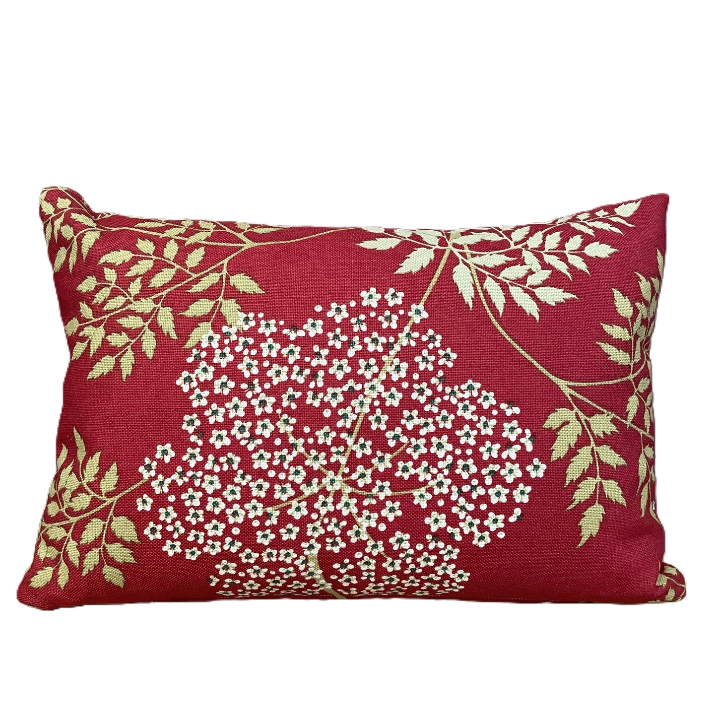 Raspberry Leaf Interiors 14" x 20" Cushion Sanderson Cow Parsley Fabric