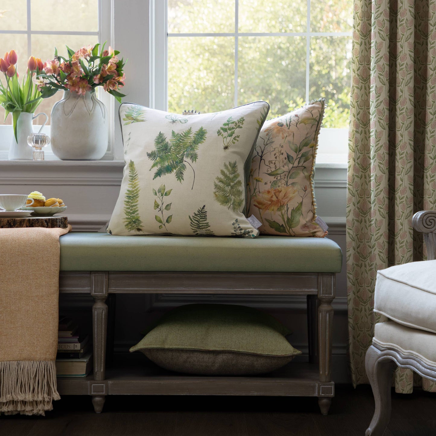 Voyage Maison Verbena Printed Piped Cushion Linen 50 x 50cm
