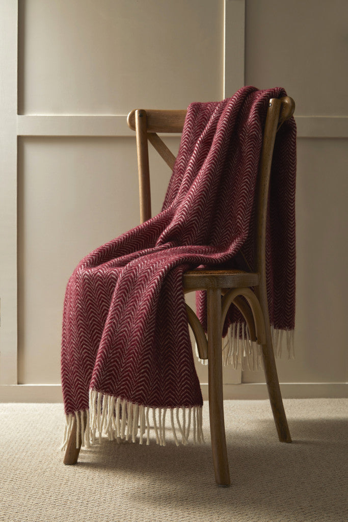 Tweedmill Dune Beet Red Wool Throw Blanket