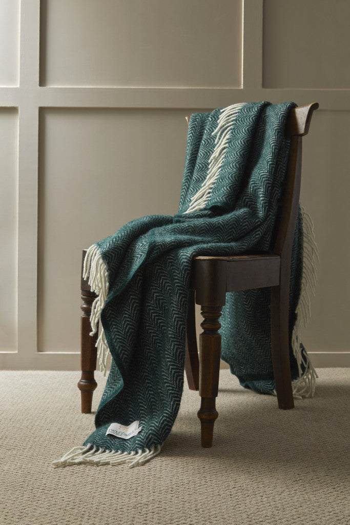 Tweedmill Dune Emerald Green Wool Throw