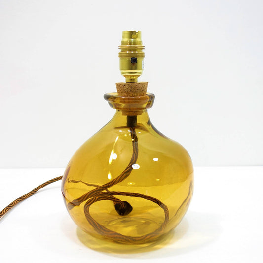 Recycled Glass Lamp Amber, 24cm