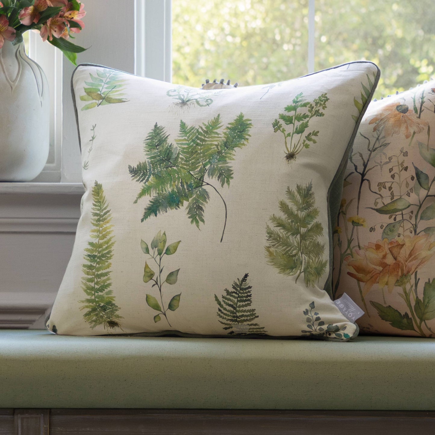Voyage Maison Verbena Printed Piped Cushion Linen 50 x 50cm