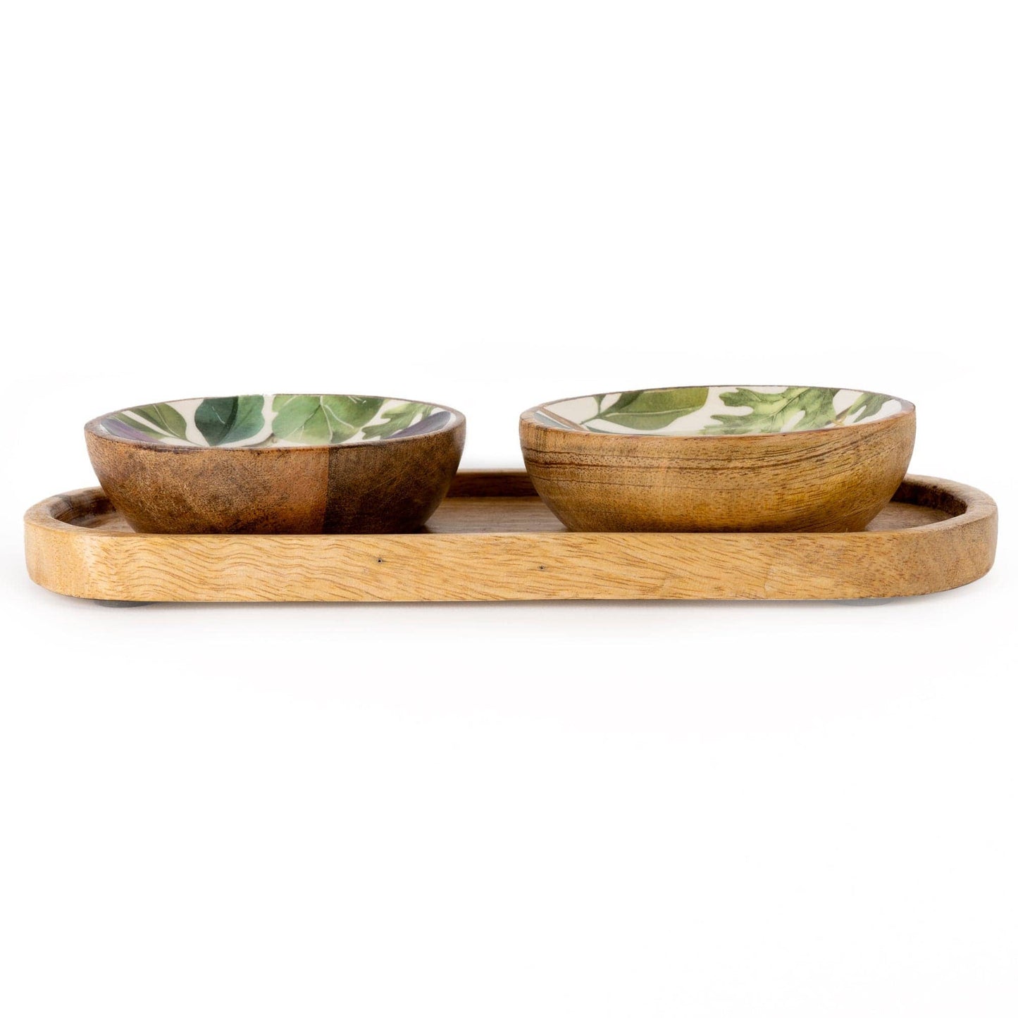 Set of 2 Dipping Bowls Mango Wood Figs Design