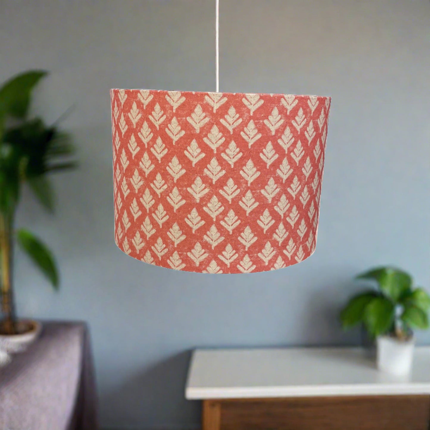 Raspberry Leaf Interiors Handmade  Lampshade 30cm Drum Elsham Poppy